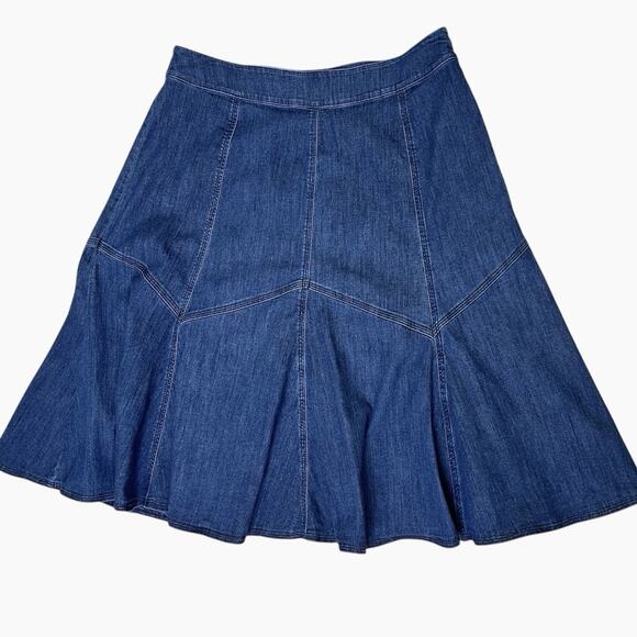 Vintage Westbound Denim Skirt Womens 12 Flare Panels Side Zip Western Swing Boho - Picture 2 of 6